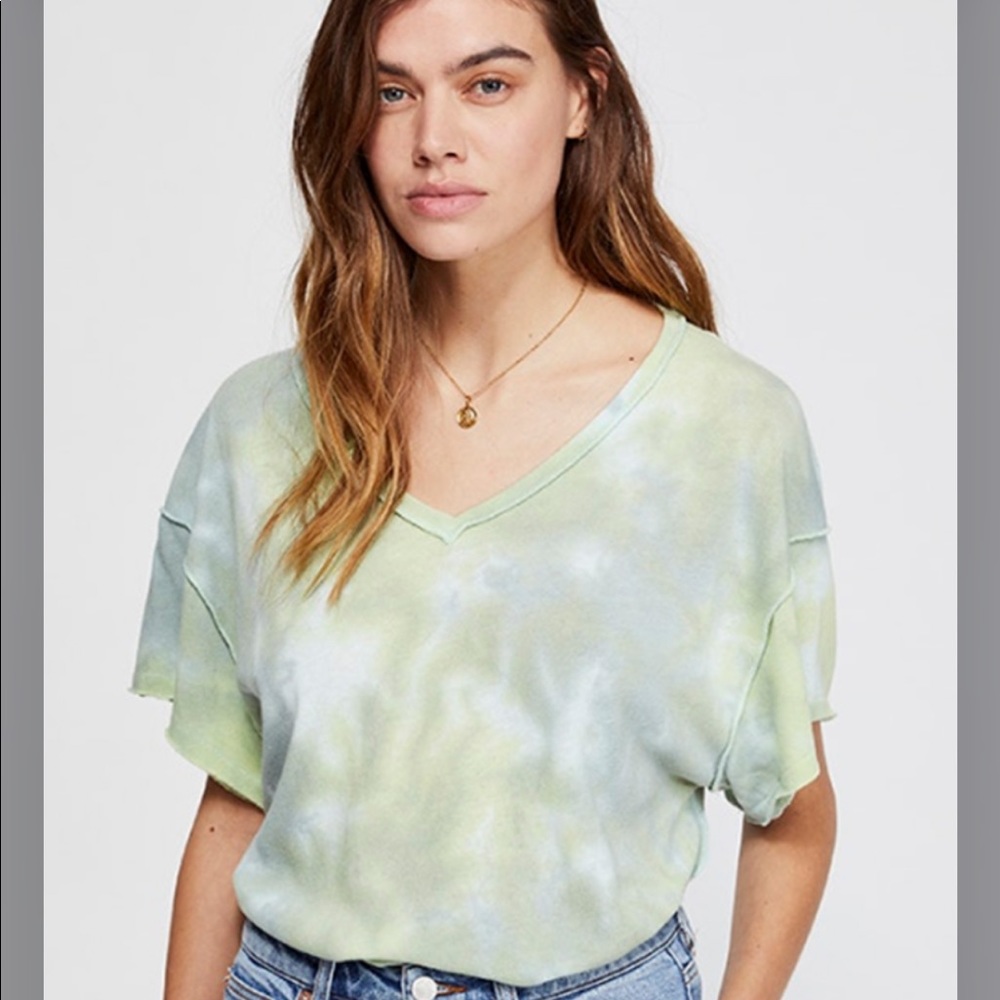 Free People All Mine Tie Dyed Tee in Seagreen